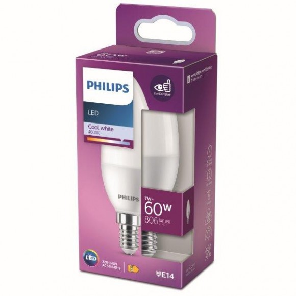Philips 8719514309685 LED-Lampe 1x7-60W | E14 | 806lm | 4000K - weiß