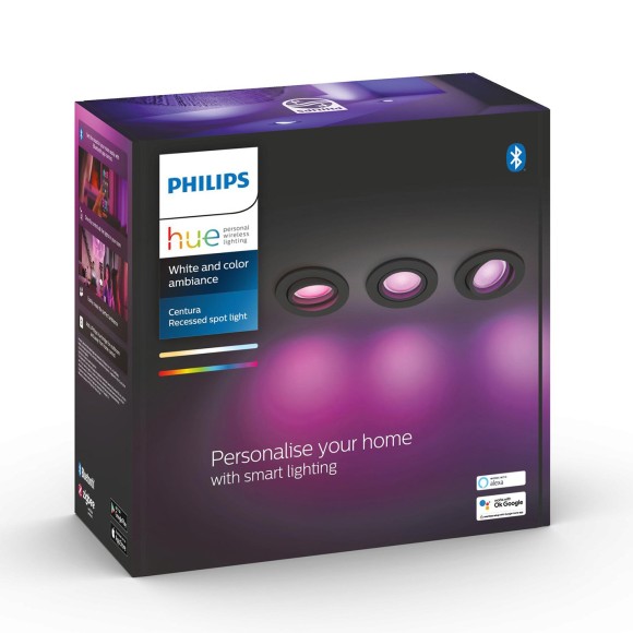 Philips Hue  8720169318977 LED Set von Einbauleuchten Centura  | 3x4,2W GU10 | 3x350lm | 2000-6500 RGBK